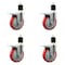 Service Caster 5'' Red Poly Swivel 1-7/8'' Expanding Stem Caster Set Total Lock Brake, 4PK SCC-EXTTL20S514-PPUB-RED-178-4 - alternate 1